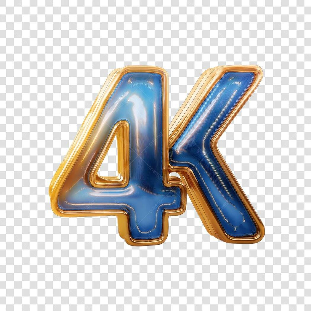 Logo 4K Azul e Dourado PNG com fundo transparente