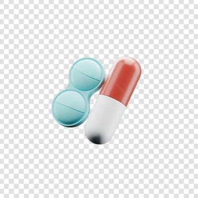 Selo 3D render Remédio Farmácia Cápsula Formulas Medicamnetos elemento o ícone logo PSD png (133)