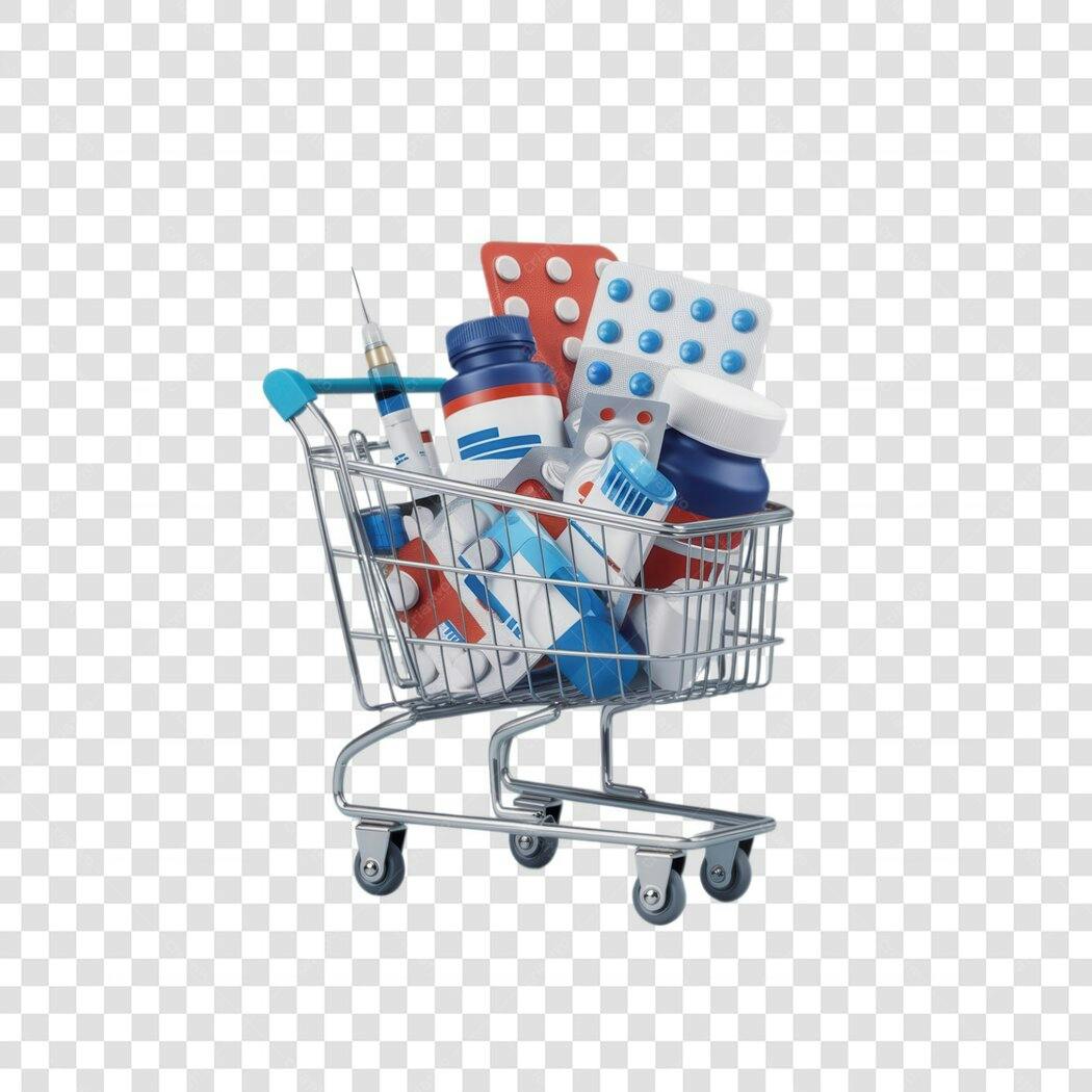 Mockup Carrinho de Compras Medicamentos PNG com fundo transparente
