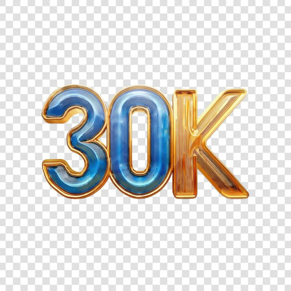 3D render 30K Seguidores Instagram Número Elemento para Composição  png (4)