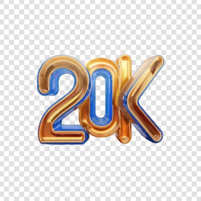 3D render 20K Seguidores Instagram Número Elemento para Composição  png (2)