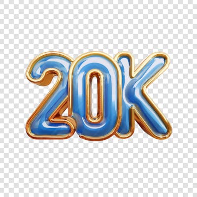 3D render 20K Seguidores Instagram Número Elemento para Composição  png (6)