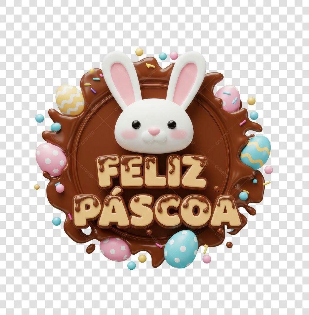 Banner Páscoa Coelho PNG com fundo transparente