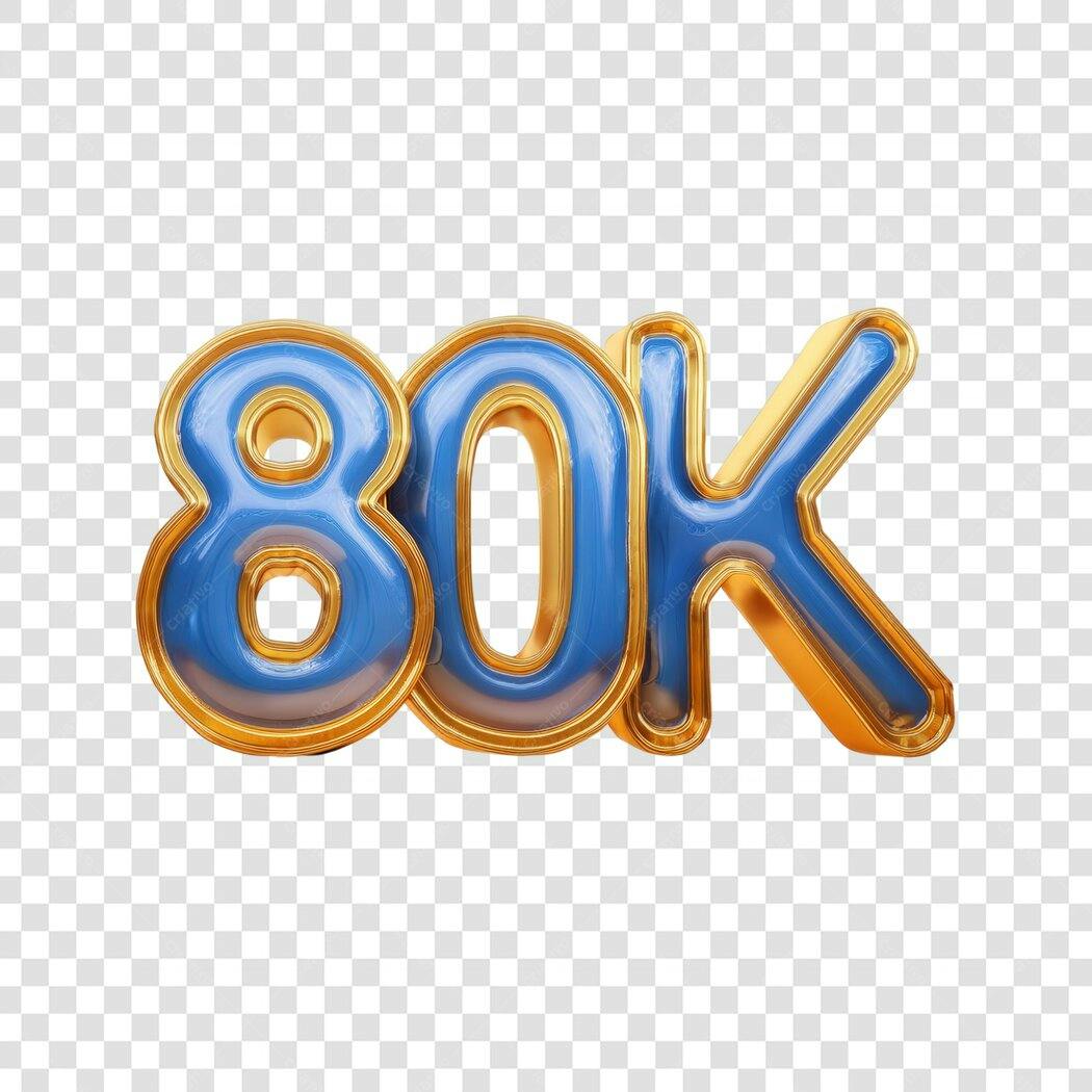 Banner 80 mil seguidores PNG com fundo transparente