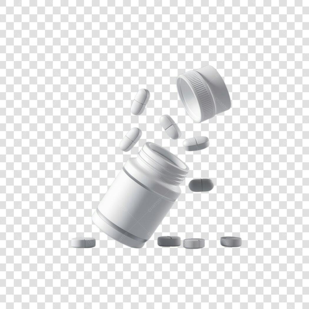 Mockup frasco de pílulas PNG com fundo transparente