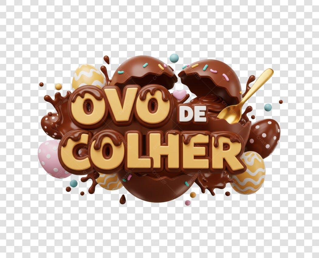 Banner Páscoa Ovo de Colher PNG com fundo transparente