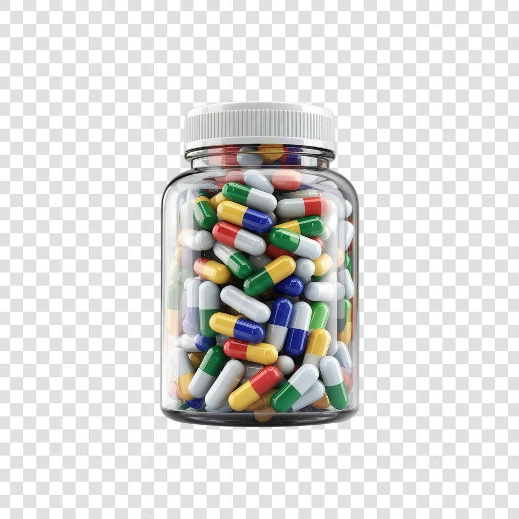Mockup Frasco de Cápsulas PNG com fundo transparente