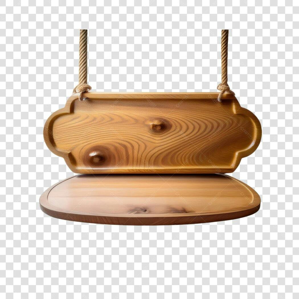 Mockup Placa de Madeira Suspensa PNG com fundo transparente