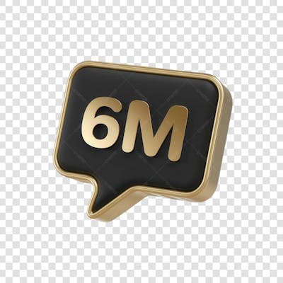 3D render 6M Seguidores Instagram 6 Milhõs Número Elemento para Composição  png (1)