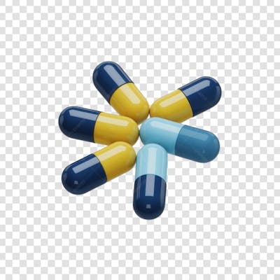 Selo 3D render Remédio Farmácia Cápsula Formulas Medicamnetos elemento o ícone logo PSD png (7)