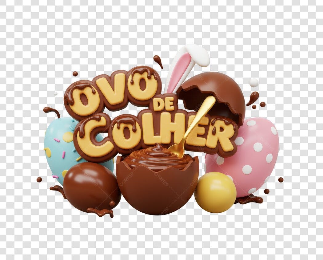 Banner Páscoa Ovo de Colher PNG com fundo transparente