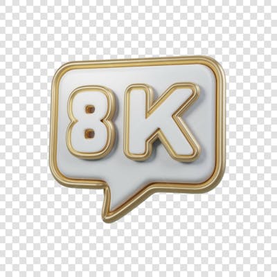 3D render 8k Seguidores Instagram 8 Mil Número Elemento para Composição  png (2)