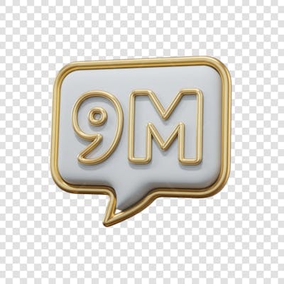 3D render 9M Seguidores Instagram 9 Milhõs Número Elemento para Composição  png (6)