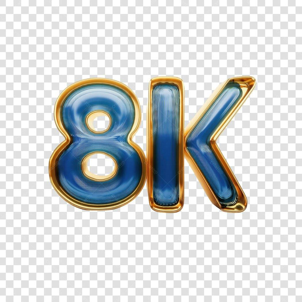 Logo 8k seguidores PNG com fundo transparente