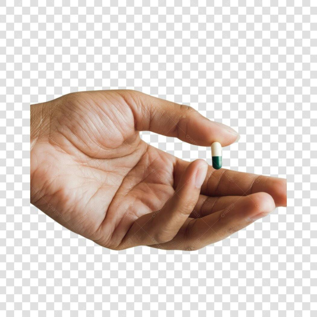 Imagem PNG mão segurando comprimido fundo transparente