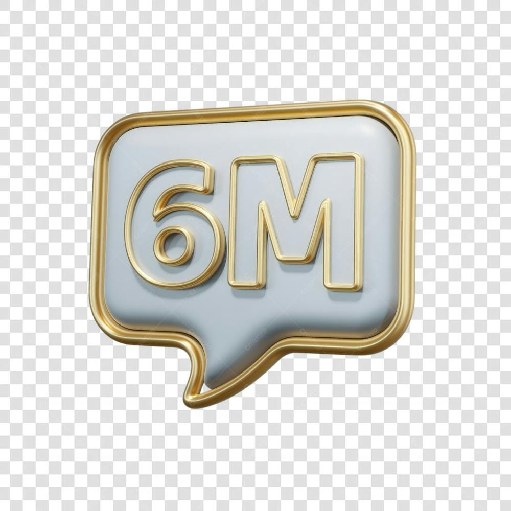 3D render 6M Seguidores Instagram 6 Milhõs Número Elemento para Composição  png (12)