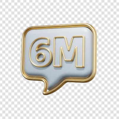 3D render 6M Seguidores Instagram 6 Milhõs Número Elemento para Composição  png (12)