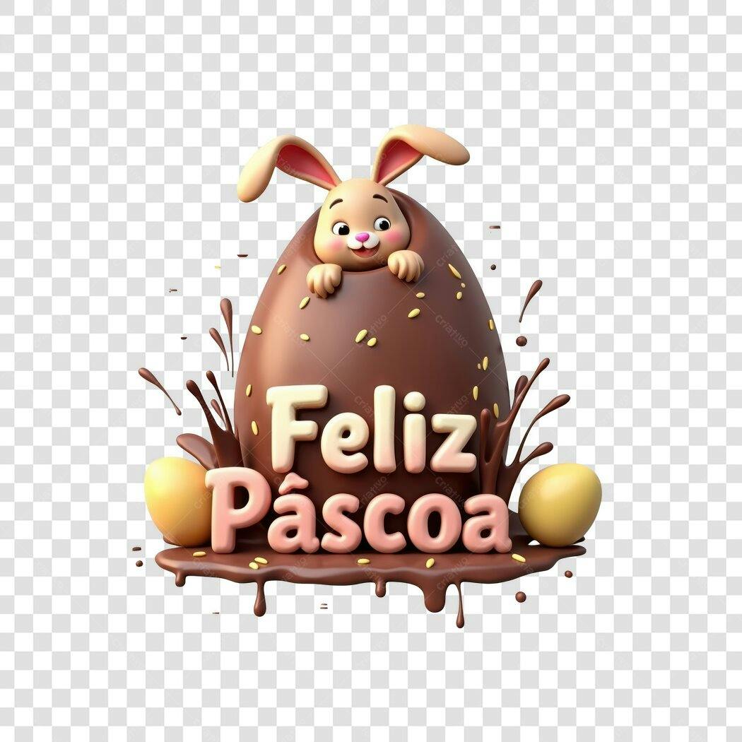 Post Instagram Páscoa Coelho Chocolate PNG com fundo transparente