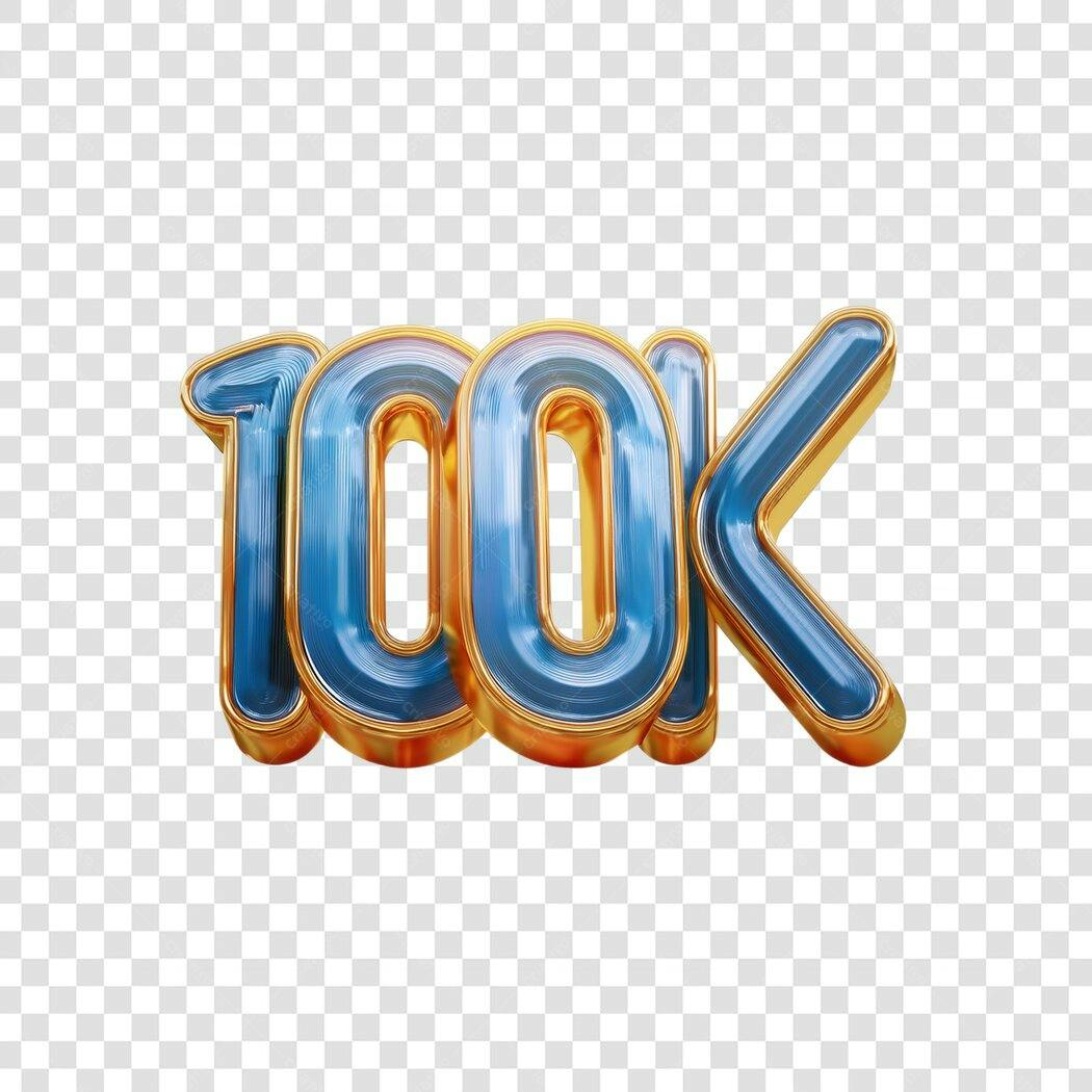 Banner 100 mil seguidores PNG com fundo transparente