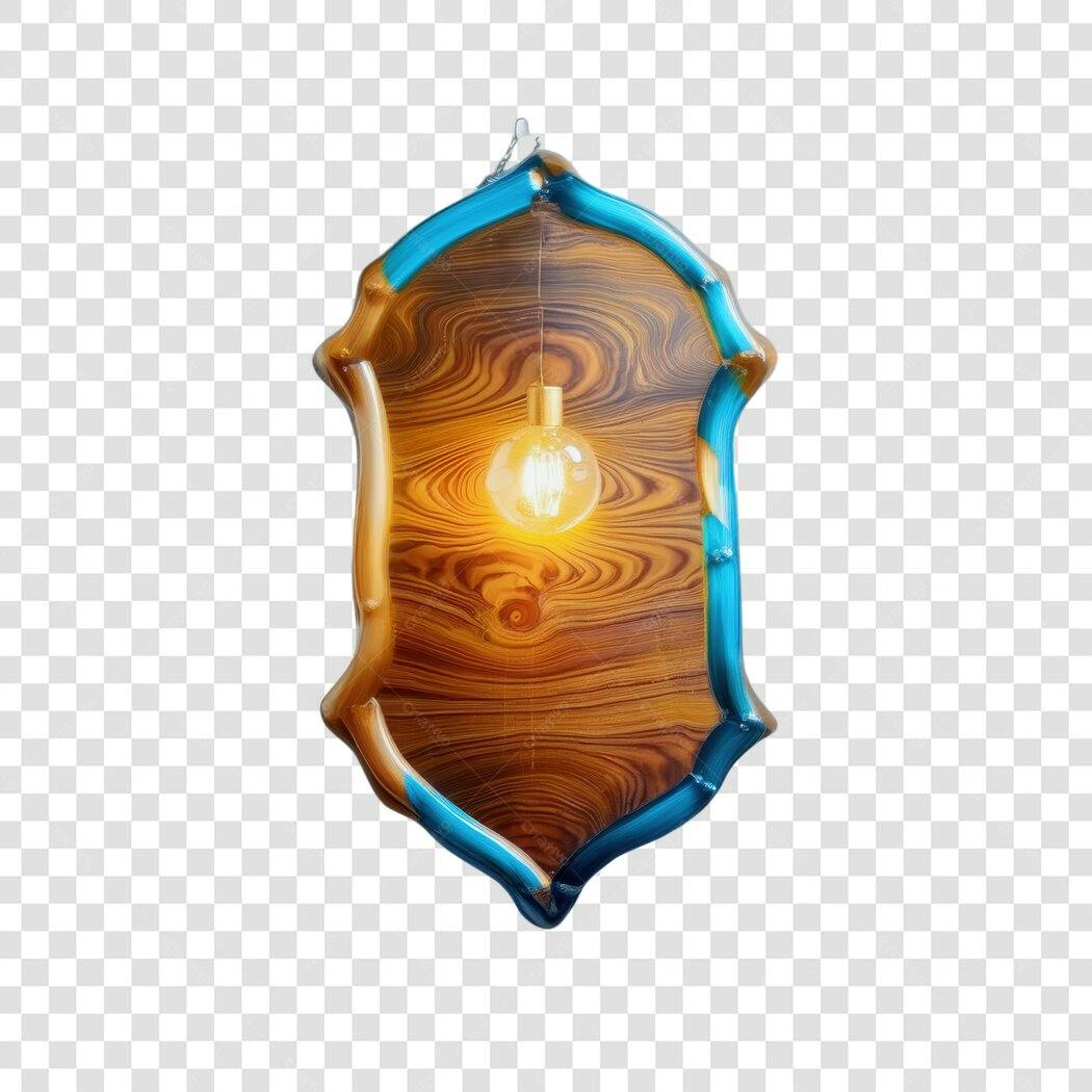 Mockup Luminária Madeira e Resina PNG com fundo transparente