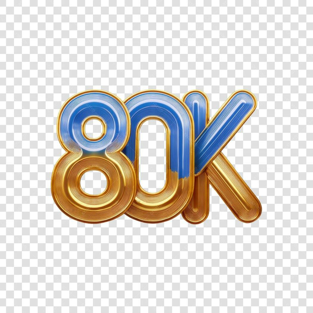 Banner 80 mil seguidores PNG com fundo transparente