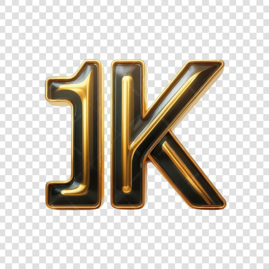 Logo 1K Seguidores Ouro e Preto PNG com fundo transparente