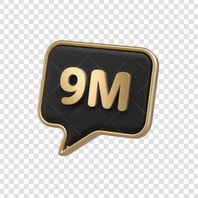3D render 9M Seguidores Instagram 9 Milhõs Número Elemento para Composição  png (4)