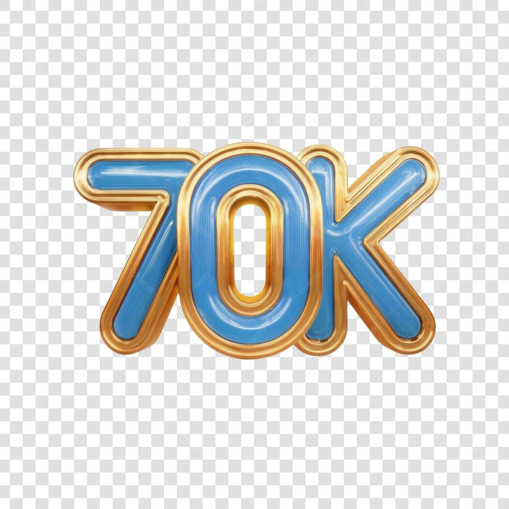 Banner 70 mil seguidores PNG com fundo transparente