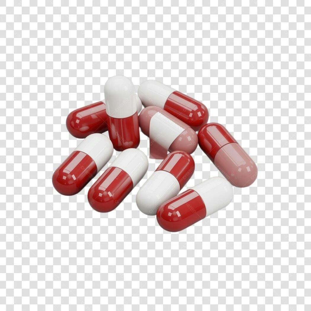 Mockup de cápsulas medicinais PNG com fundo transparente