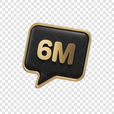3D render 6M Seguidores Instagram 6 Milhõs Número Elemento para Composição  png (13)