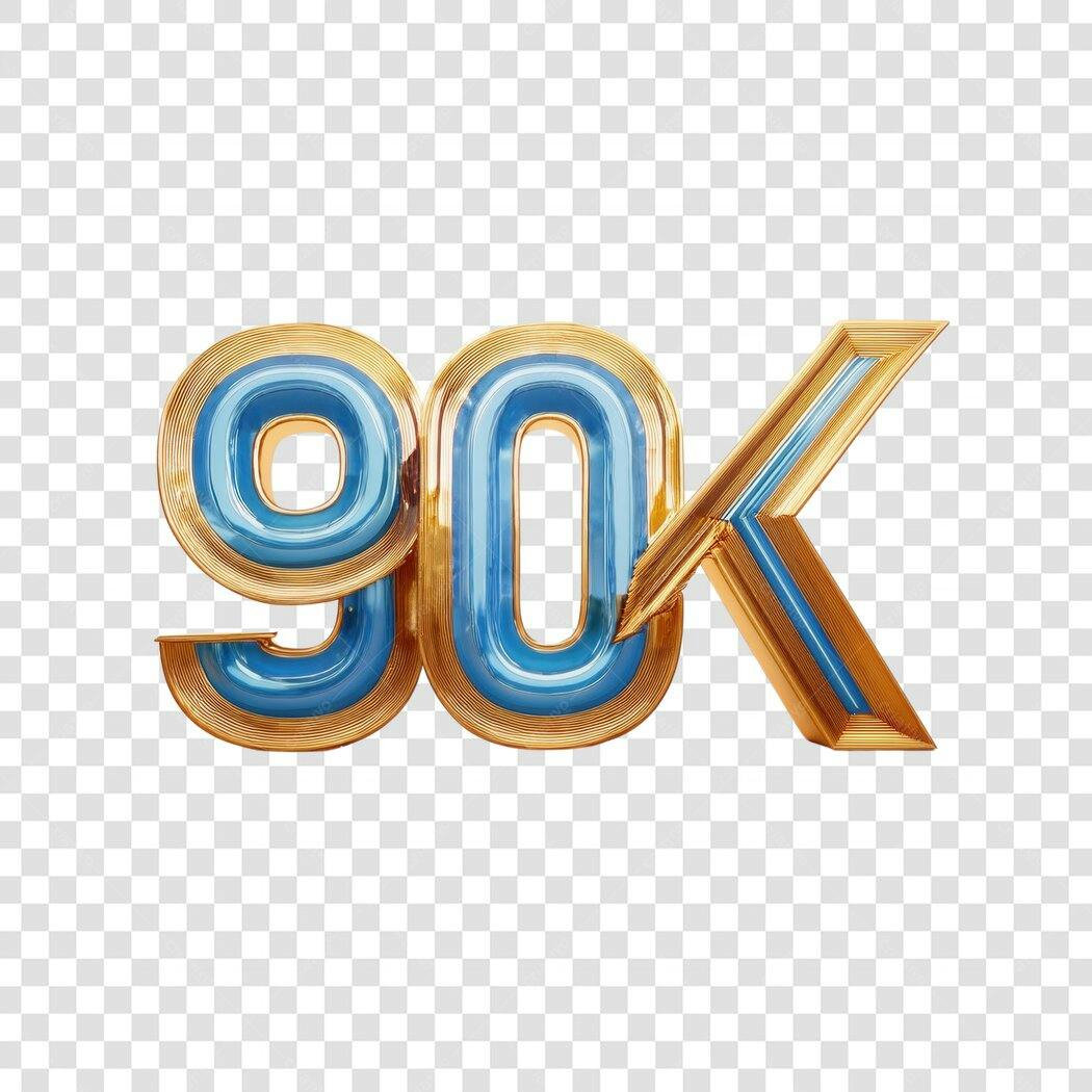 Banner 90 mil seguidores PNG com fundo transparente