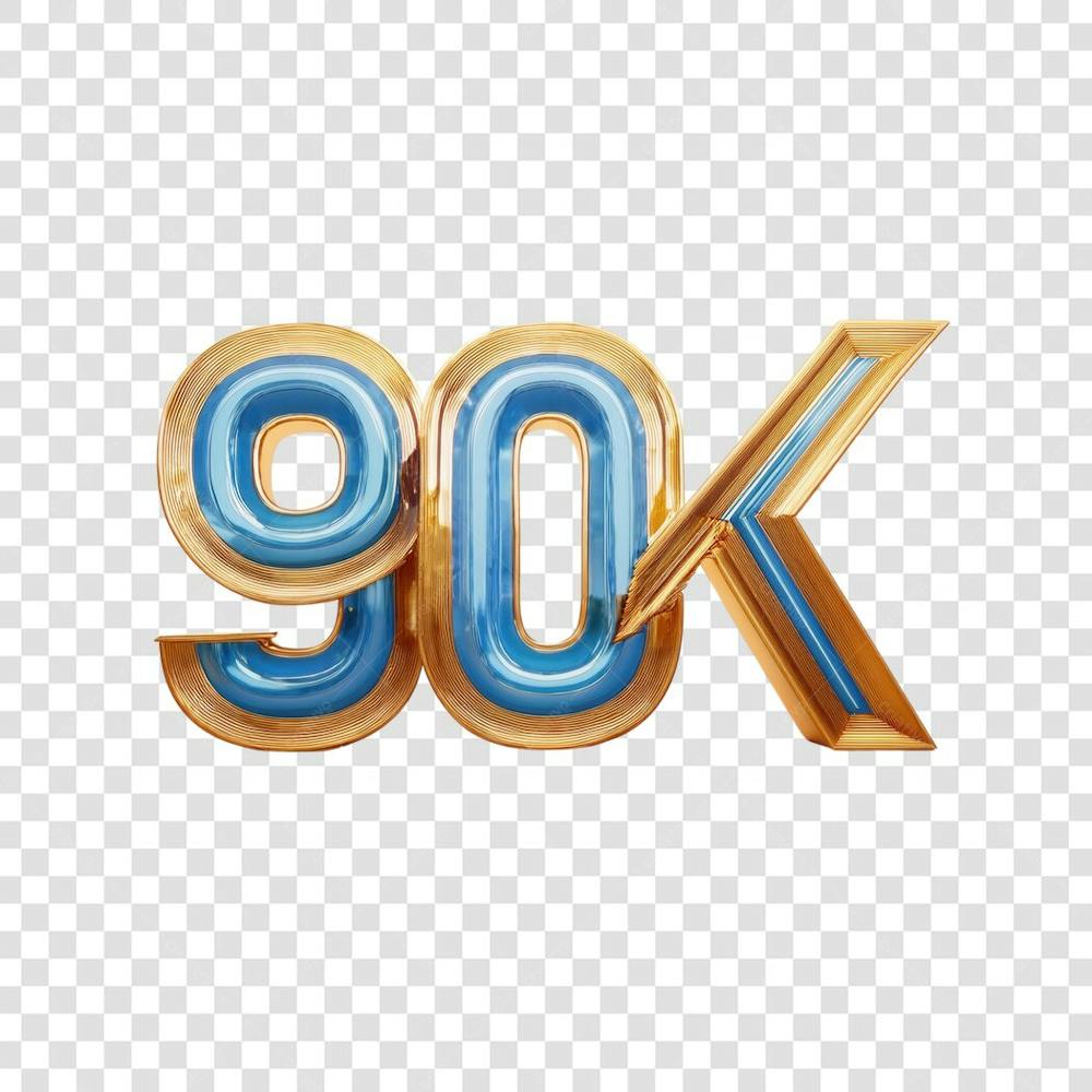 3D render 90K Seguidores Instagram Número Elemento para Composição  png (2)