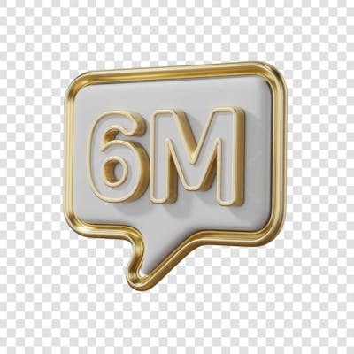 3D render 6M Seguidores Instagram 6 Milhõs Número Elemento para Composição  png (16)