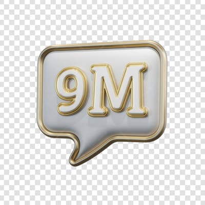 3D render 9M Seguidores Instagram 9 Milhõs Número Elemento para Composição  png (8)