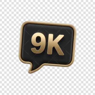 3D render 9k Seguidores Instagram 9 Mil Número Elemento para Composição  png (7)