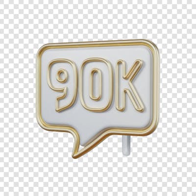 3D render 90K Seguidores Instagram 90 Mil Número Elemento para Composição  png (6)