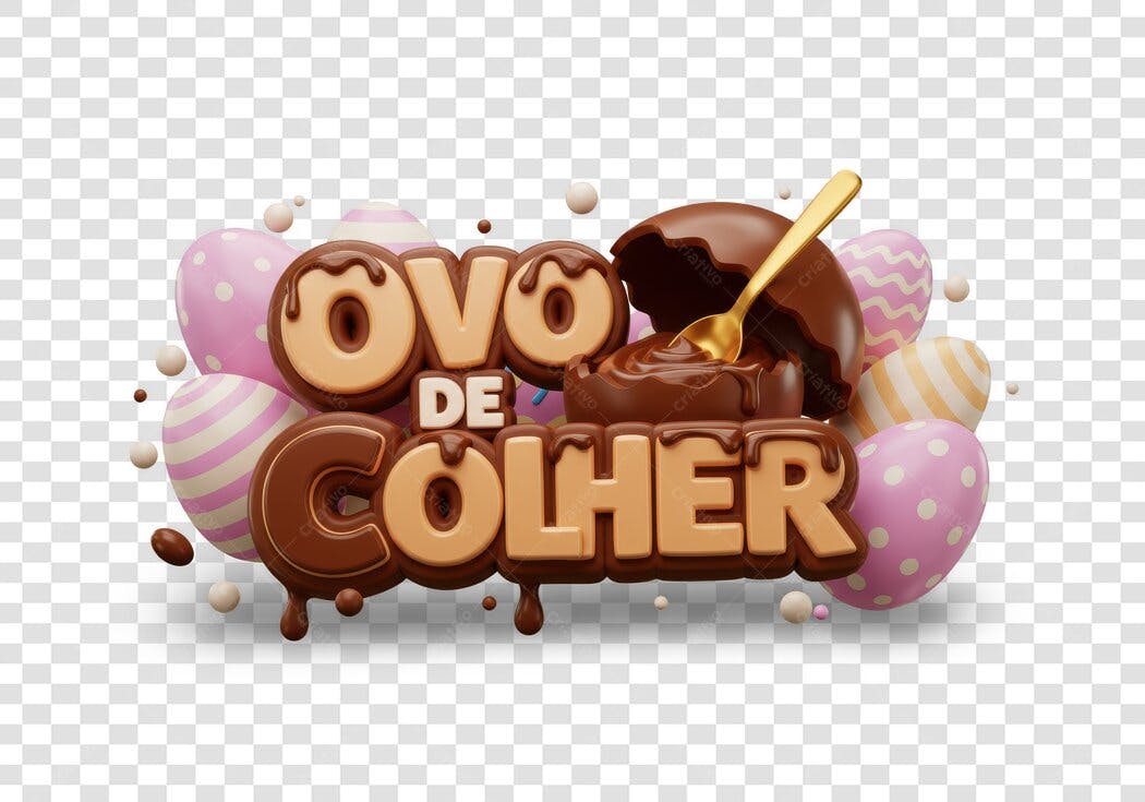 Banner Páscoa Ovo de Colher PNG com fundo transparente