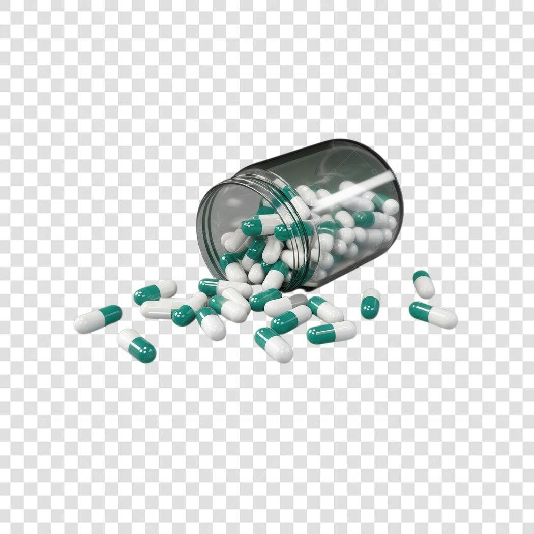 PNG Mockup Cápsulas Medicinais Verde e Branco com fundo transparente