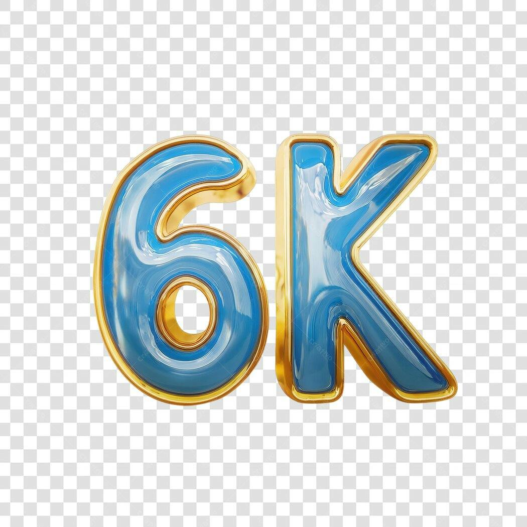Logo 6k seguidores PNG com fundo transparente