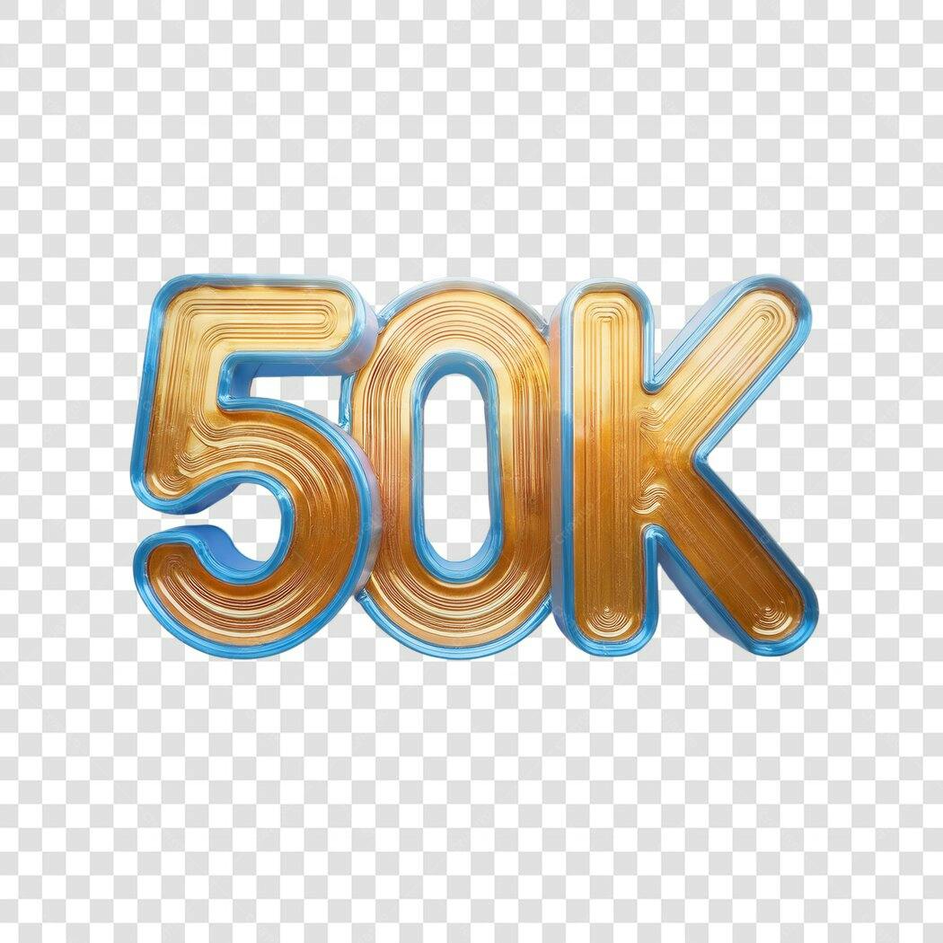 Banner 50 mil seguidores PNG com fundo transparente