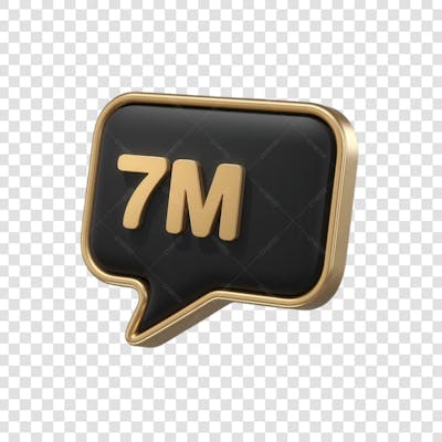 3D render 7M Seguidores Instagram 7 Milhõs Número Elemento para Composição  png (4)