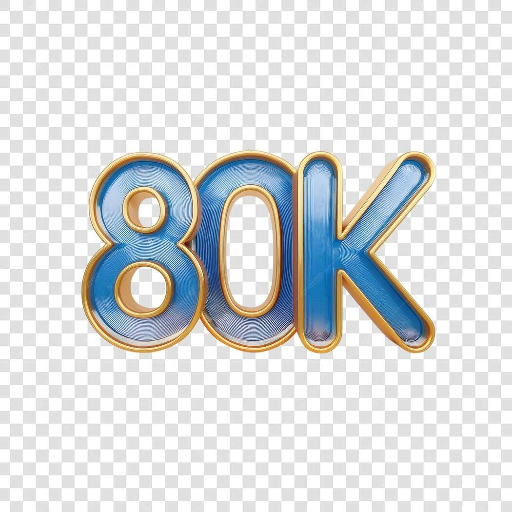 Banner 80 mil seguidores PNG com fundo transparente