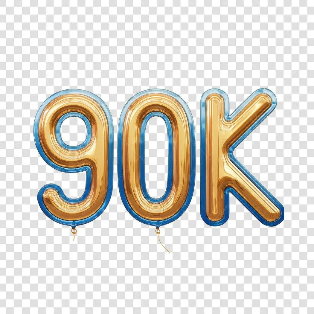 Banner 90 mil seguidores PNG com fundo transparente