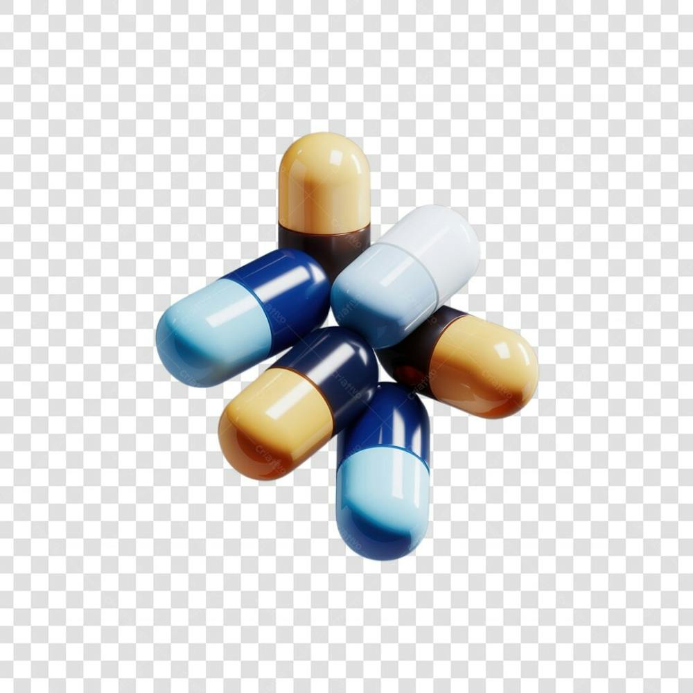 Selo 3D render Remédio Farmácia Cápsula Formulas Medicamnetos elemento o ícone logo PSD png (1)
