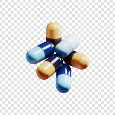 Selo 3D render Remédio Farmácia Cápsula Formulas Medicamnetos elemento o ícone logo PSD png (1)