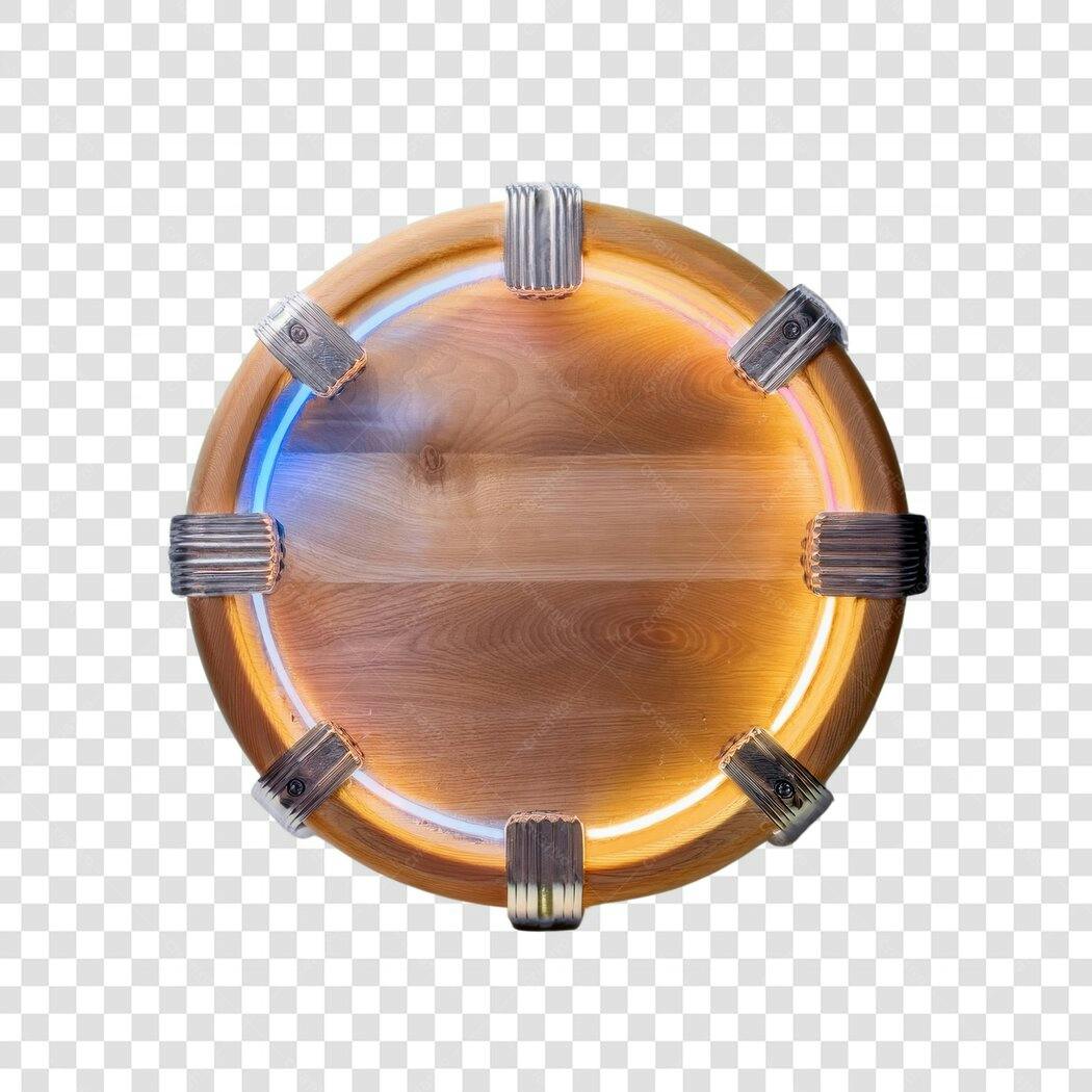 Mockup de logotipo circular em madeira PNG com fundo transparente