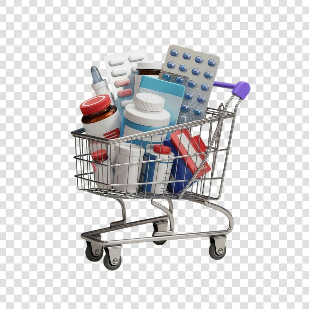 3D render Remédio Farmácia Cápsula Formulas Medicamnetos carrinho de compras ícone png (3)
