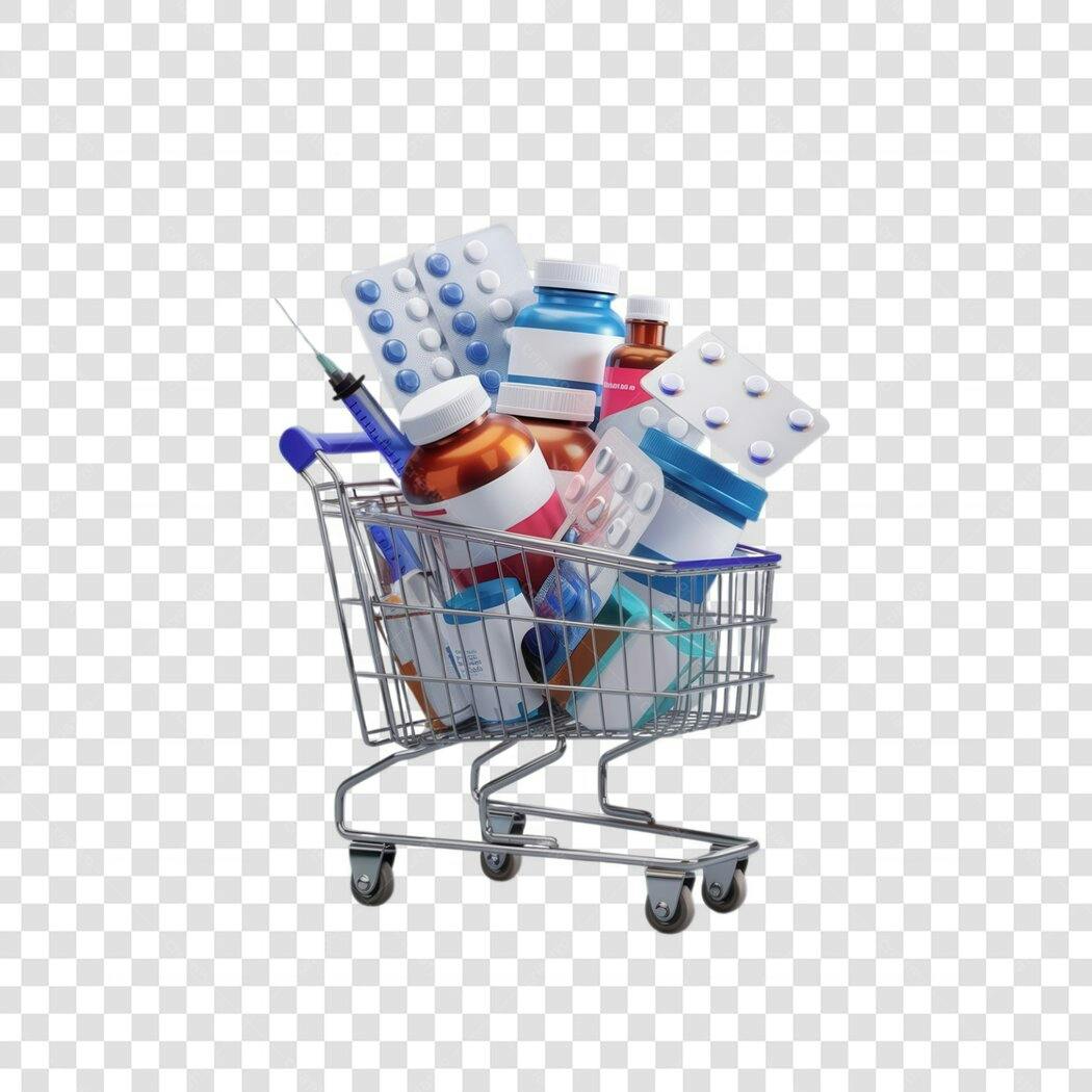 Mockup Carrinho de Compras Medicamentos PNG com fundo transparente