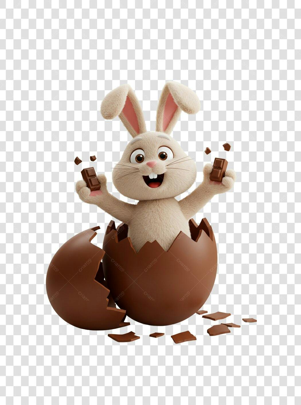 Post Instagram Páscoa Coelho Chocolate PNG com fundo transparente