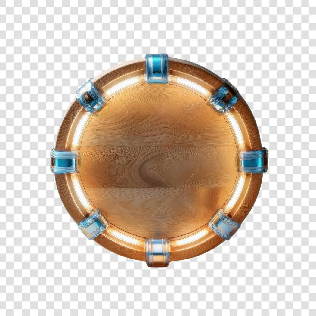 Banner circular madeira PNG com fundo transparente